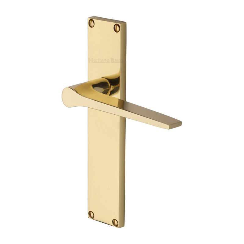 Heritage Brass Gio Lever Latch Door Handle on 200mm Plate Polished Brass finish - VT8110-PB - Choice Handles