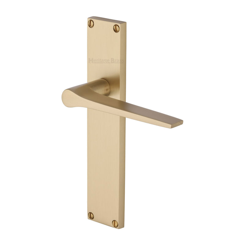 Heritage Brass Gio Lever Latch Door Handle on 200mm Plate Satin Brass finish
 - VT8110-SB - Choice Handles