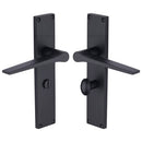 Heritage Brass Gio Bathroom Set Door Handle on 200mm Plate Matt Black finish - VT8130-BKMT - Choice Handles
