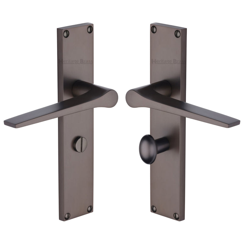Heritage Brass Gio Bathroom Set Door Handle on 200mm Plate Matt Bronze finish - VT8130-MB - Choice Handles