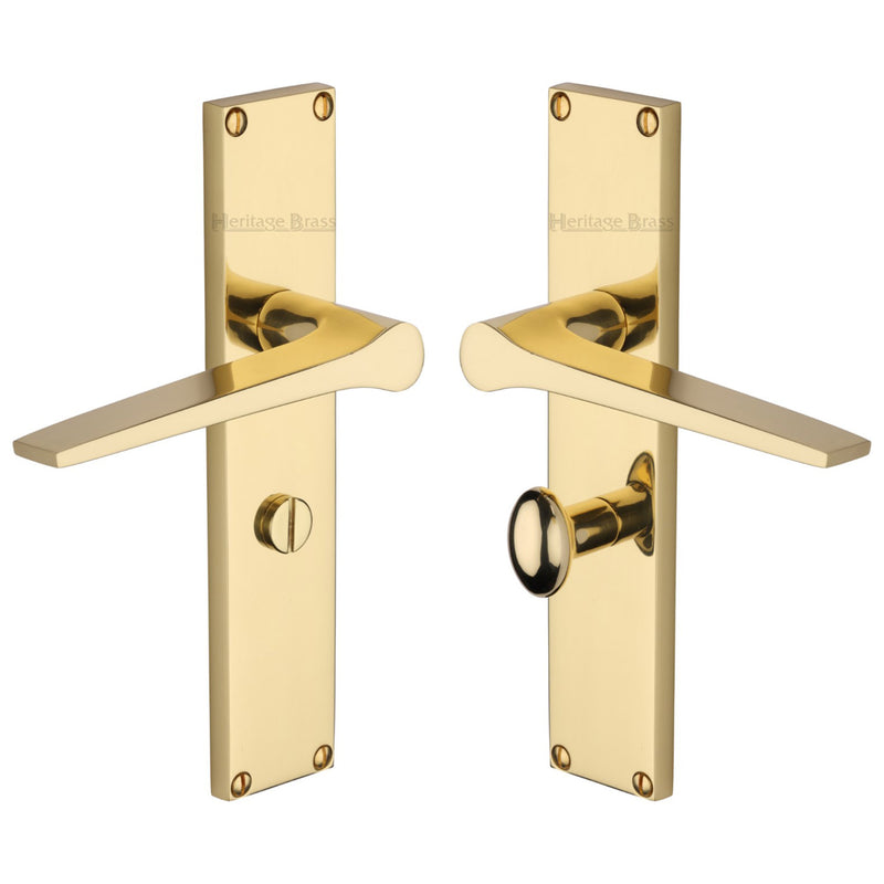 Heritage Brass Gio Bathroom Set Door Handle on 200mm Plate Polished Brass finish - VT8130-PB - Choice Handles