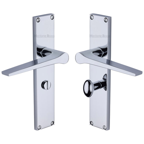 Heritage Brass Gio Bathroom Set Door Handle on 200mm Plate Polished Chrome finish - VT8130-PC - Choice Handles