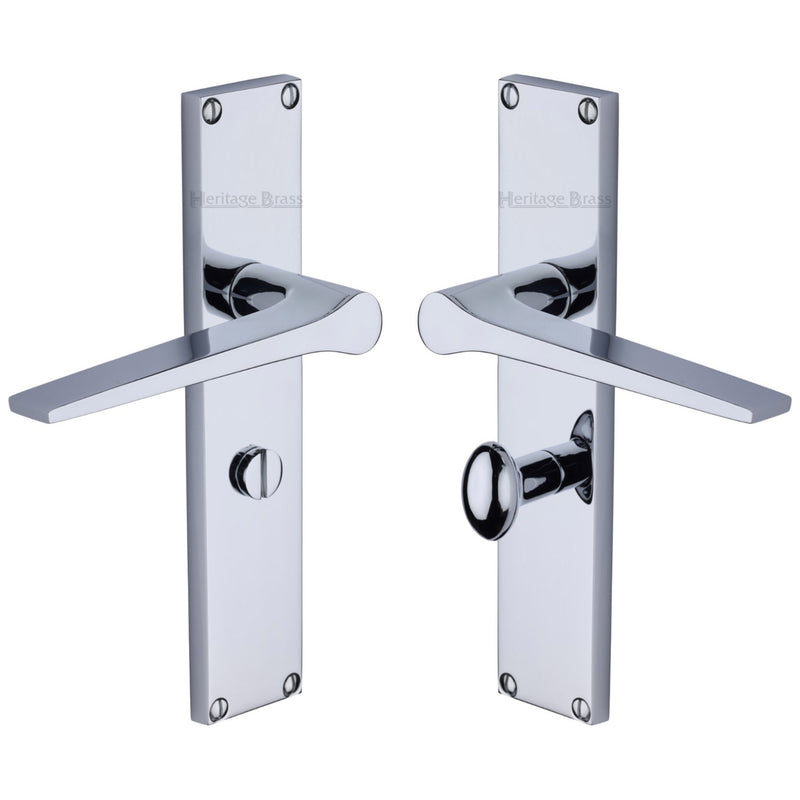 Heritage Brass Gio Bathroom Set Door Handle on 200mm Plate Polished Chrome finish - VT8130-PC - Choice Handles