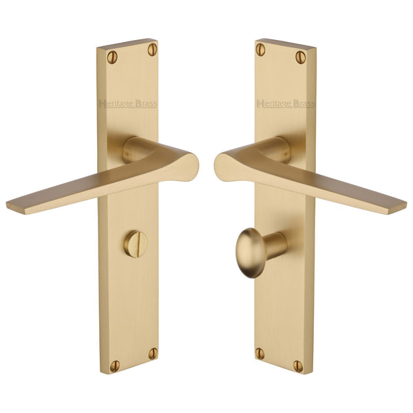 Heritage Brass Gio Bathroom Set Door Handle on 200mm Plate Satin Brass finish
 - VT8130-SB - Choice Handles