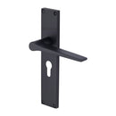 Heritage Brass Gio Euro Profile Door Handle on 200mm Plate Matt Black finish - VT8148-BKMT - Choice Handles
