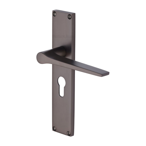 Heritage Brass Gio Euro Profile Door Handle on 200mm Plate Matt Bronze finish - VT8148-MB - Choice Handles