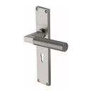 Heritage Brass Bauhaus Knurled Lever Lock Door Handle on 200mm Plate Satin Nickel finish - VT9300-SN - Choice Handles