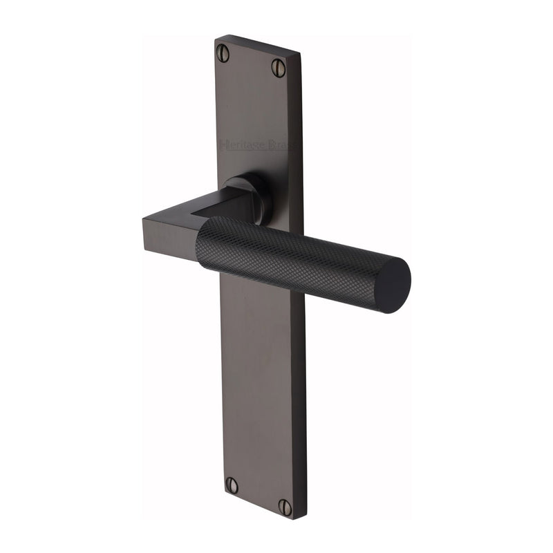 Heritage Brass Bauhaus Knurled Lever Latch Door Handle on 200mm Plate Matt Bronze finish - VT9310-MB - Choice Handles