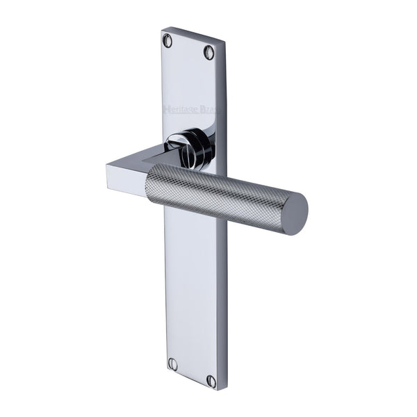 Heritage Brass Bauhaus Knurled Lever Latch Door Handle on 200mm Plate Polished Chrome finish - VT9310-PC - Choice Handles