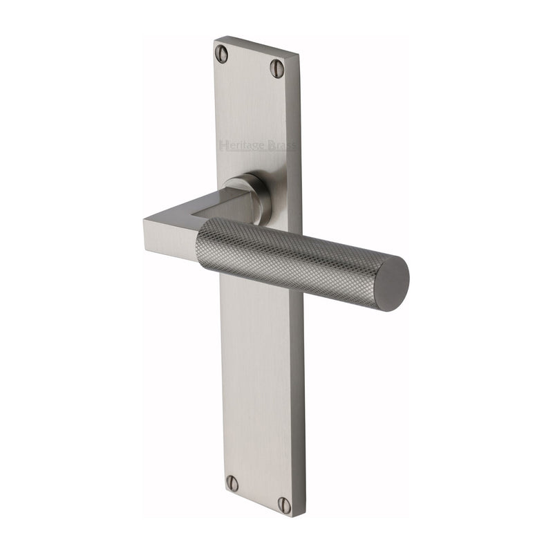 Heritage Brass Bauhaus Knurled Lever Latch Door Handle on 200mm Plate Satin Nickel finish - VT9310-SN - Choice Handles