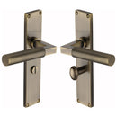 Heritage Brass Bauhaus Knurled Bathroom Set Door Handle on 200mm Plate Antique Brass finish - VT9330-AT - Choice Handles