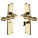 Heritage Brass Bauhaus Knurled Bathroom Set Door Handle on 200mm Plate Polished Brass finish - VT9330-PB - Choice Handles