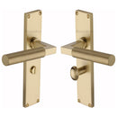 Heritage Brass Bauhaus Knurled Bathroom Set Door Handle on 200mm Plate Satin Brass finish - VT9330-SB - Choice Handles