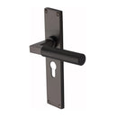 Heritage Brass Bauhaus Knurled Euro Profile Door Handle on 200mm Plate Matt Bronze finish - VT9348-MB - Choice Handles