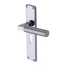 Heritage Brass Bauhaus Knurled Euro Profile Door Handle on 200mm Plate Polished Chrome finish - VT9348-PC - Choice Handles