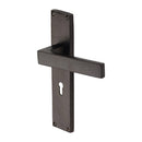 Heritage Brass Delta Hammered Lever Lock Door Handle on 200mm Plate Matt Bronze finish - VTH3300-MB - Choice Handles