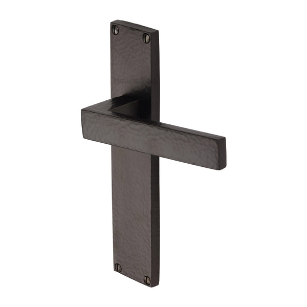 Heritage Brass Delta Hammered Lever Latch Door Handle on 200mm Plate Matt Bronze finish - VTH3310-MB - Choice Handles