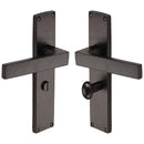 Heritage Brass Delta Hammered Bathroom Set Door Handle on 200mm Plate Matt Bronze finish - VTH3330-MB - Choice Handles