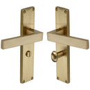Heritage Brass Delta Hammered Bathroom Set Door Handle on 200mm Plate Satin Brass finish - VTH3330-SB - Choice Handles