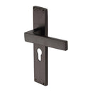 Heritage Brass Delta Hammered Euro Profile Door Handle on 200mm Plate Matt Bronze finish - VTH3348-MB - Choice Handles