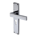 Heritage Brass Delta Hammered Euro Profile Door Handle on 200mm Plate Polished Chrome finish - VTH3348-PC - Choice Handles