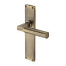 Heritage Brass Bauhaus Hammered Lever Latch Door Handle on 200mm Plate Antique Brass finish - VTH4310-AT - Choice Handles
