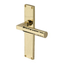 Heritage Brass Bauhaus Hammered Lever Latch Door Handle on 200mm Plate Polished Brass finish - VTH4310-PB - Choice Handles