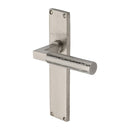 Heritage Brass Bauhaus Hammered Lever Latch Door Handle on 200mm Plate Satin Nickel finish - VTH4310-SN - Choice Handles