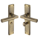 Heritage Brass Bauhaus Hammered Bathroom Set Door Handle on 200mm Plate Antique Brass finish - VTH4330-AT - Choice Handles