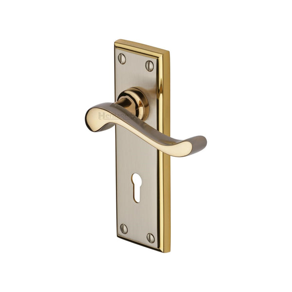Heritage Brass Door Handle Lever Lock Edwardian Design Jupiter finish - W3200-JP - Choice Handles