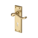 Heritage Brass Door Handle Lever Lock Edwardian Design Satin Brass finish - W3200-SB - Choice Handles