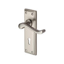 Heritage Brass Door Handle Lever Lock Edwardian Design Satin Nickel finish - W3200-SN - Choice Handles