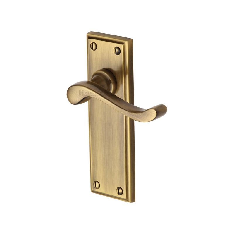 Heritage Brass Door Handle Lever Latch Edwardian Design Antique finish - W3213-AT - Choice Handles