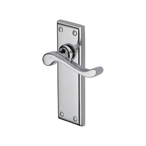 Heritage Brass Door Handle Lever Latch Edwardian Design Polished Chrome finish - W3213-PC - Choice Handles