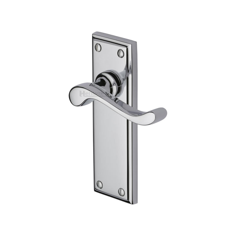 Heritage Brass Door Handle Lever Latch Edwardian Design Polished Chrome finish - W3213-PC - Choice Handles