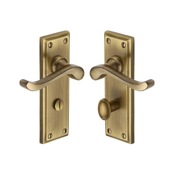 Heritage Brass Door Handle for Bathroom Edwardian Design Antique finish - W3220-AT - Choice Handles