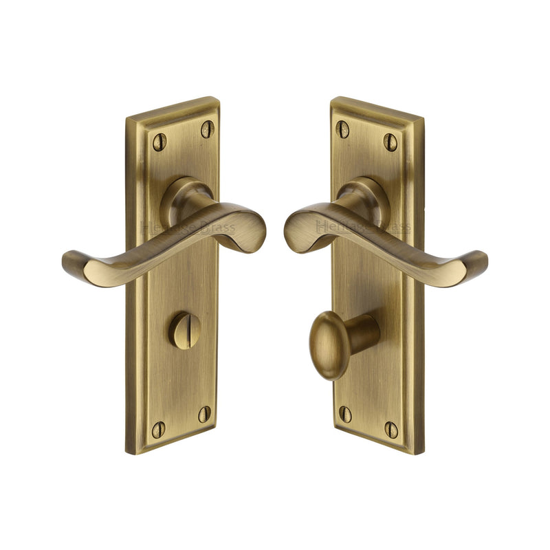Heritage Brass Door Handle for Bathroom Edwardian Design Antique finish - W3220-AT - Choice Handles