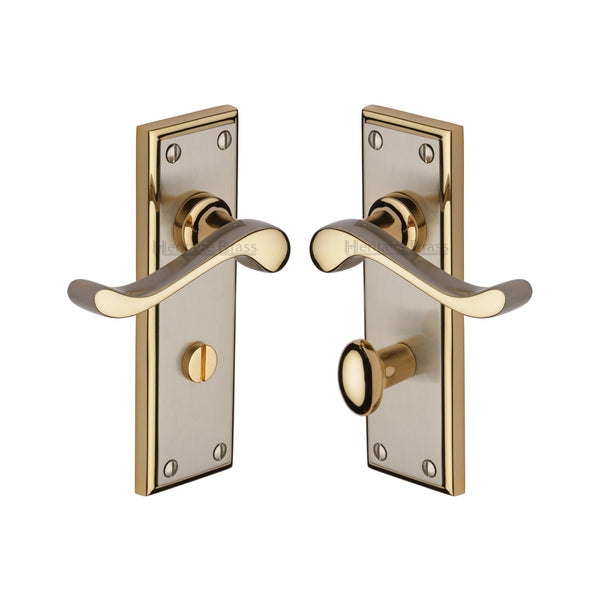 Heritage Brass Door Handle for Bathroom Edwardian Design Jupiter finish - W3220-JP - Choice Handles