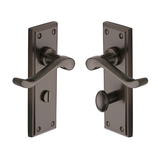 Heritage Brass Door Handle for Bathroom Edwardian Design Matt Bronze finish - W3220-MB - Choice Handles