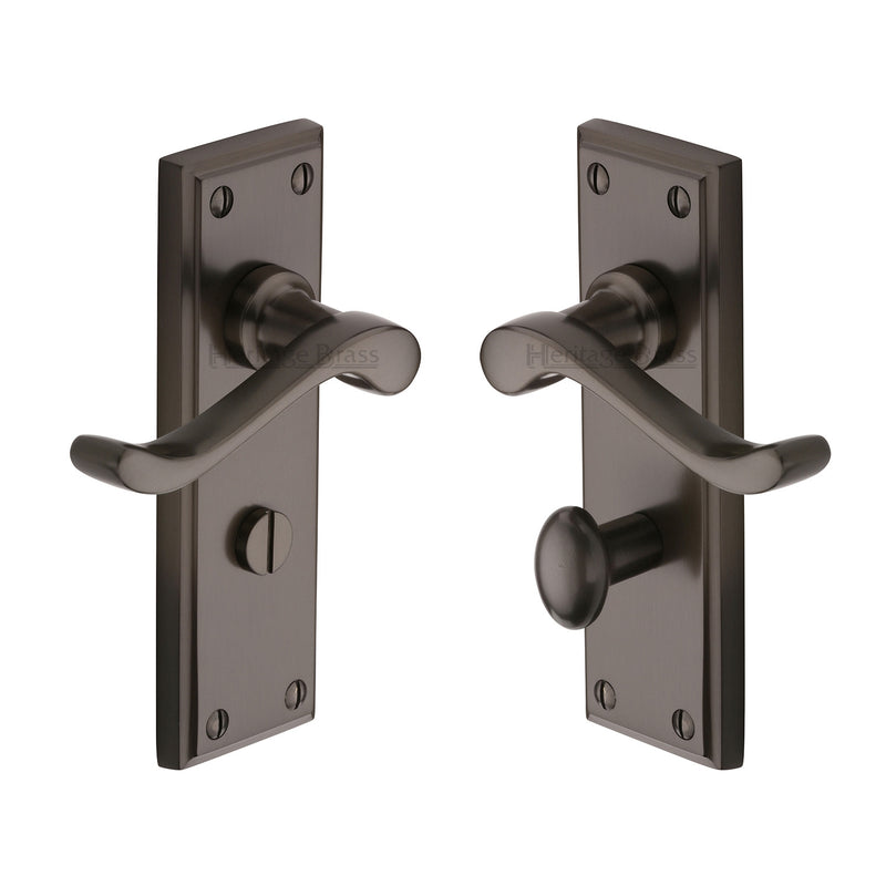 Heritage Brass Door Handle for Bathroom Edwardian Design Matt Bronze finish - W3220-MB - Choice Handles