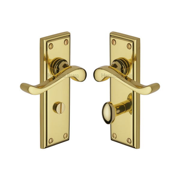 Heritage Brass Door Handle for Bathroom Edwardian Design Polished Brass finish - W3220-PB - Choice Handles