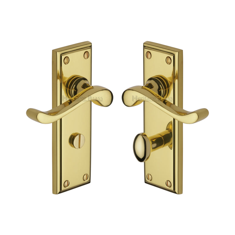 Heritage Brass Door Handle for Bathroom Edwardian Design Polished Brass finish - W3220-PB - Choice Handles