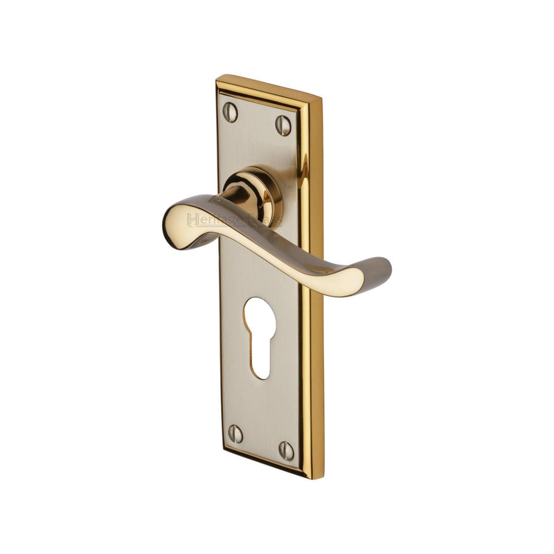 Heritage Brass Door Handle for Euro Profile Plate Edwardian Design Jupiter finish - W3227.48-JP - Choice Handles