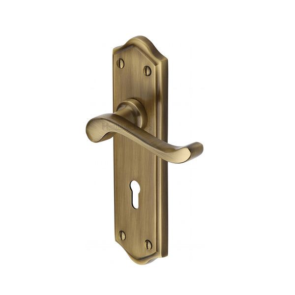 Heritage Brass Door Handle Lever Lock Buckingham Design Antique finish - W4200-AT - Choice Handles