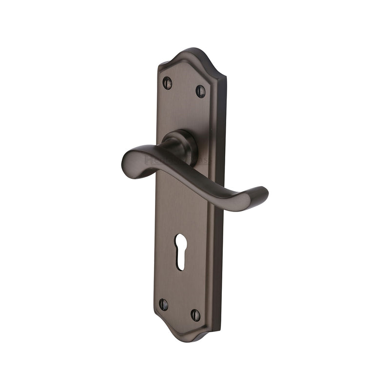 Heritage Brass Door Handle Lever Lock Buckingham Design Matt Bronze finish - W4200-MB - Choice Handles