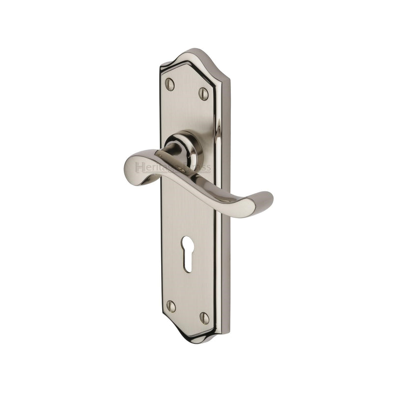 Heritage Brass Door Handle Lever Lock Buckingham Design Mercury finish - W4200-MC - Choice Handles