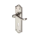 Heritage Brass Door Handle Lever Lock Buckingham Design Satin Nickel finish - W4200-SN - Choice Handles
