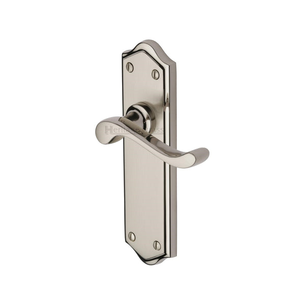 Heritage Brass Door Handle Lever Latch Buckingham Design Mercury finish - W4210-MC - Choice Handles