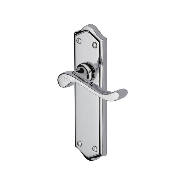 Heritage Brass Door Handle Lever Latch Buckingham Design Polished Chrome finish - W4210-PC - Choice Handles