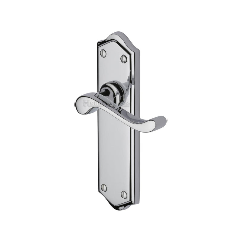 Heritage Brass Door Handle Lever Latch Buckingham Design Polished Chrome finish - W4210-PC - Choice Handles